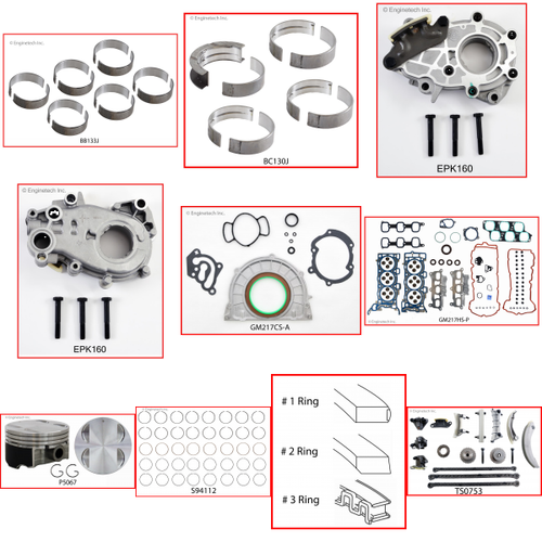 Enginetech RCC217P Engine Rebuild Kit for 2007-2008 Saturn 217 3.6L V6 .020" Over Bore (3.720")