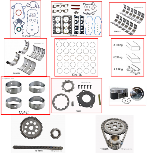 Enginetech RCB3800JP Engine Rebuild Kit for 2000-2003 Buick 3800 3.8L V6 .030" Over Bore (3.830")