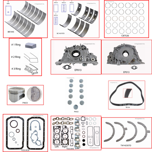 Enginetech MKTO3.0P Master Engine Rebuild Kit for 1988-1992 Toyota 3.0L V6 .030" Over Bore (3.475")