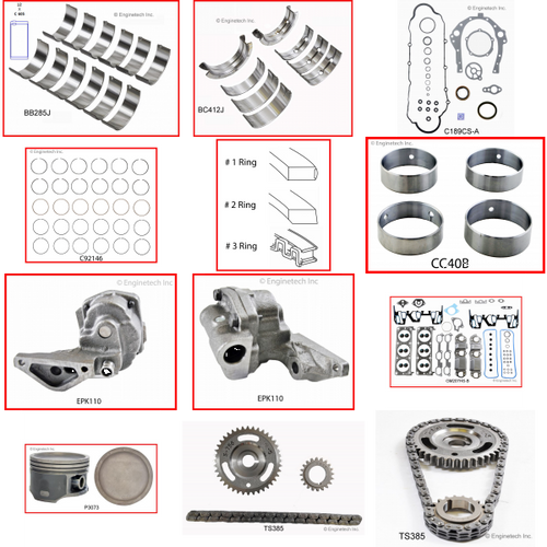 Enginetech RCC207AP Engine Rebuild Kit for 1996-1999 Pontiac 207 3.4L V6 .020" Over Bore (3.640")
