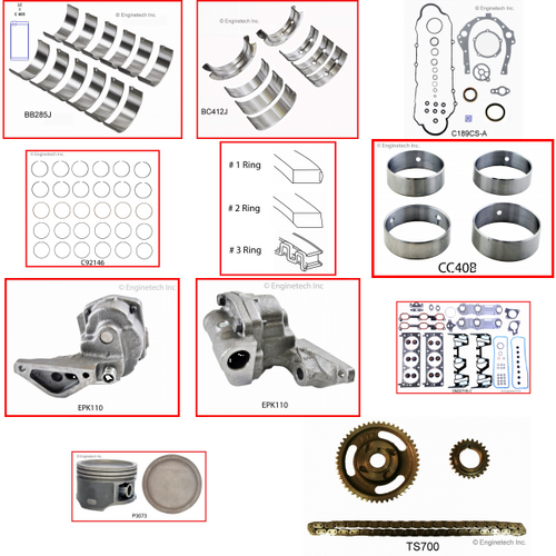 Enginetech RCC207BP Engine Rebuild Kit for 2000-2003 Chevy 207 3.4L V6 Standard Bore (3.620")