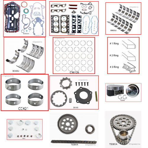 Enginetech RCB3800QP Engine Rebuild Kit for 2000-2003 Chevy 3800 3.8L V6 .020" Over Bore (3.820")