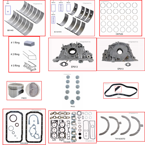 Enginetech MKTO3.0AP Master Engine Rebuild Kit for 1993-1995 Toyota 3.0L V6 .030" Over Bore (3.475")