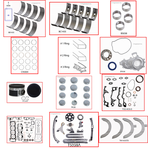 Enginetech MKTO2.7P Master Engine Rebuild Kit for 1994-2004 Toyota 2.7L 4-Cyl .040" Over Bore (3.780")