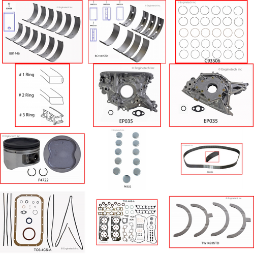 Enginetech MKTO3.4AP Master Engine Rebuild Kit for 1995-2004 Toyota 3.4L V6 .040" Over Bore (3.720")