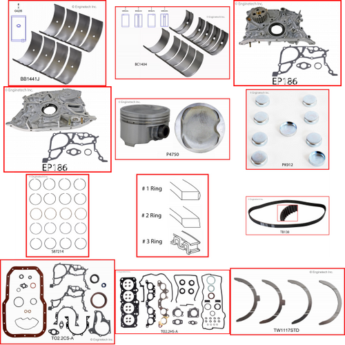 Enginetech MKTO2.2FP Master Engine Rebuild Kit for 1998-2001 Toyota 2.2L 4-Cyl .020" Over Bore (3.445")