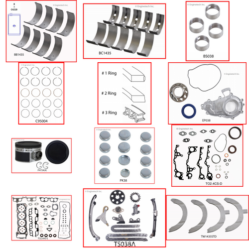Enginetech MKTO2.7P Master Engine Rebuild Kit for 1994-2004 Toyota 2.7L 4-Cyl .020" Over Bore (3.760")