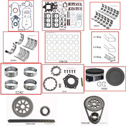 Enginetech RCB3800NP Engine Rebuild Kit for 2000-2004 Buick 3800 3.8L V6 Standard Bore (3.800")
