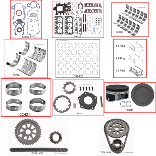 Enginetech RCB3800NP Engine Rebuild Kit for 2000-2004 Buick 3800 3.8L V6 .030" Over Bore (3.830")