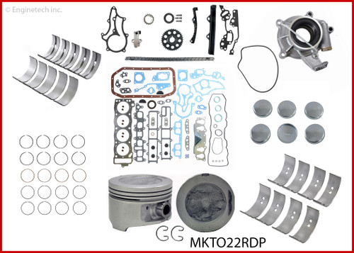 Enginetech MKTO22RDP Master Engine Rebuild Kit for 1985-1995 Toyota 2.4L 4-Cyl .020" Over Bore (3.640")