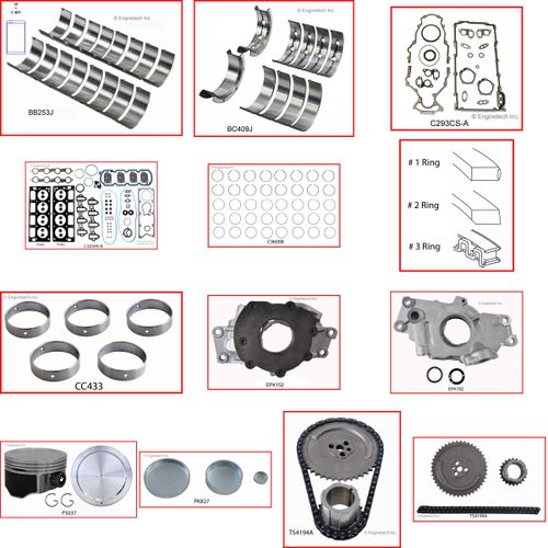 Enginetech RCC325RP Engine Rebuild Kit for 2004-2004 Isuzu 325 5.3L V8 Standard Bore (3.780")