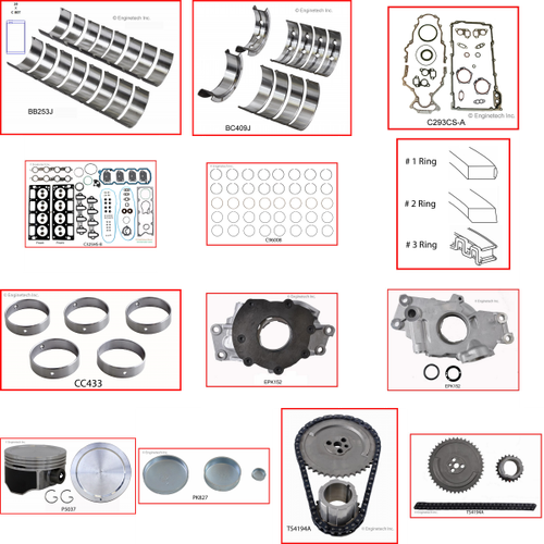 Enginetech RCC325RP Engine Rebuild Kit for 2004-2004 Isuzu 325 5.3L V8 .020" Over Bore (3.800")
