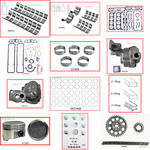 Enginetech RCC305FP Engine Rebuild Kit for 1986-1986 Chevy 305 5.0L V8 .060" Over Bore (3.795")