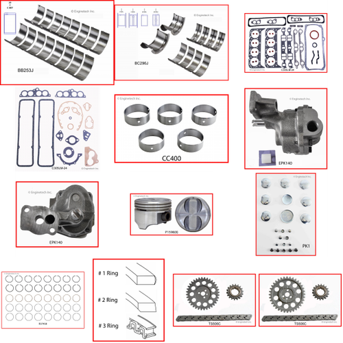 Enginetech RCC305E Engine Rebuild Kit for 1987-1992 Chevy 305 5.0L V8 .030" Over Bore (3.765")