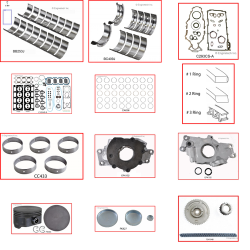 Enginetech RCC325GP Engine Rebuild Kit for 2007-2007 Chevy 325 5.3L V8 .030" Over Bore (3.810")