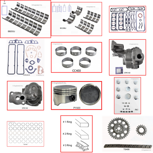 Enginetech RCC305F Engine Rebuild Kit for 1986-1986 Chevy 305 5.0L V8 .040" Over Bore (3.775")