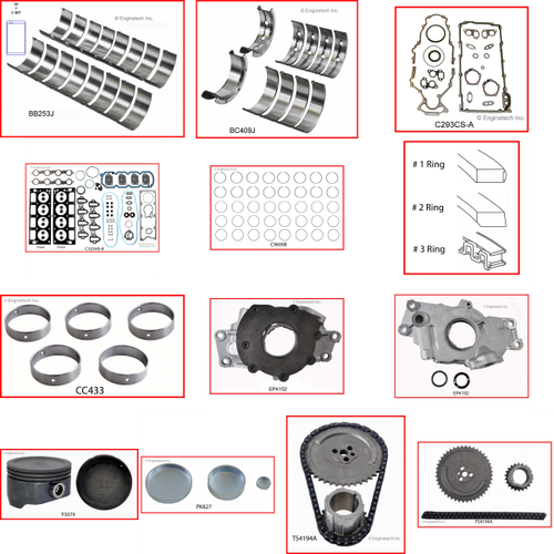 Enginetech RCC325BP Engine Rebuild Kit for 2003-2004 Chevy 325 5.3L V8 Standard Bore (3.780")