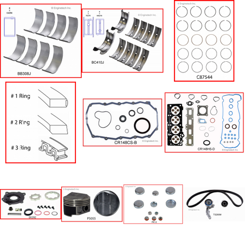 Enginetech RCCR148EP Engine Rebuild Kit for 2002-2004 Chrysler 2.4L 4-Cyl .030" Over Bore (3.475")
