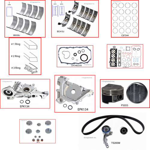 Enginetech RCCR148FP Engine Rebuild Kit for 2004-2005 Chrysler 2.4L 4-Cyl .020" Over Bore (3.465")