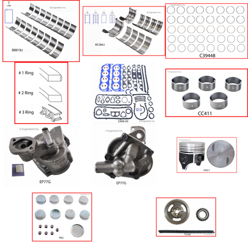 Enginetech RCC366P Engine Rebuild Kit for 1969-1985 Chevy 366 6.0L V8 .060" Over Bore (4.000")