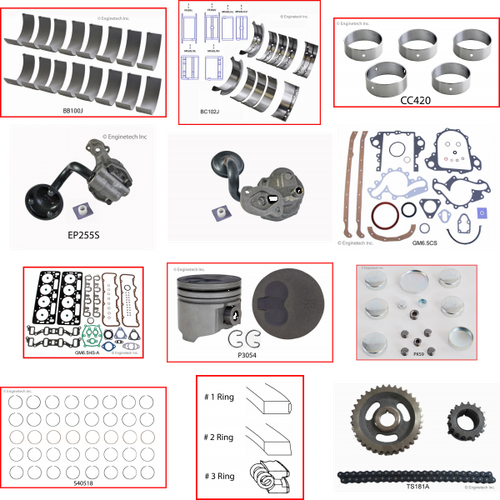 Enginetech RCC395DP Engine Rebuild Kit for 1997-2002 Chevy 395 6.5L V8 .040" Over Bore (4.095")