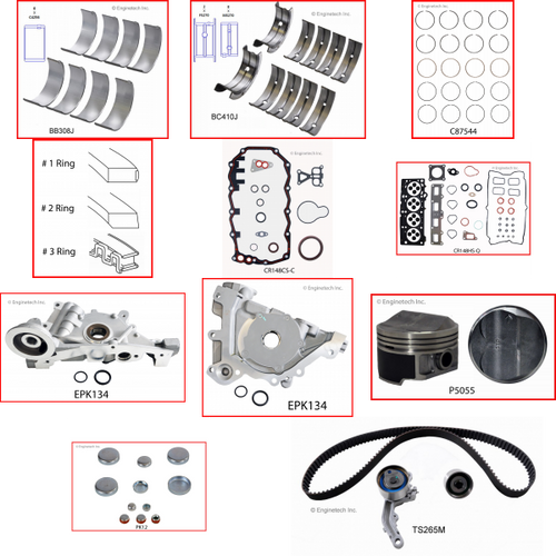 Enginetech RCCR148CP Engine Rebuild Kit for 2005-2006 Chrysler 2.4L 4-Cyl Standard Bore (3.445")