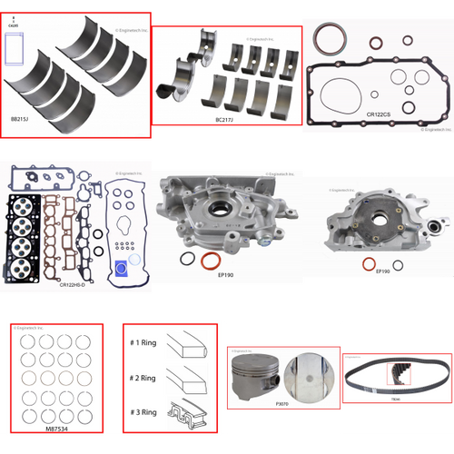 Enginetech RCCR122P Engine Rebuild Kit for 1995-1999 Chrysler 2.0L 4-Cyl Standard Bore (3.445")