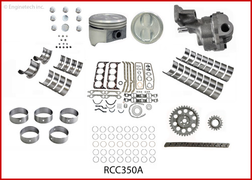 Enginetech RCC350A Engine Rebuild Kit for 1967-1985 Chevy 350 5.7L V8 .060" Over Bore (4.060")