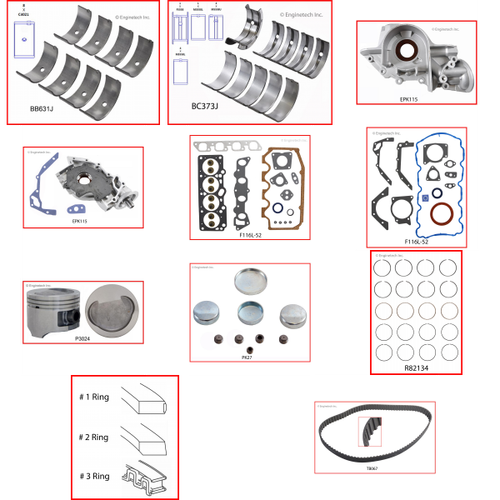 Enginetech RCF1.9DP Engine Rebuild Kit for 1991-1991 Ford 1 1.9L 4-Cyl Standard Bore (3.230")