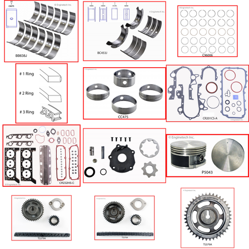 Enginetech RCCR3.8DP Engine Rebuild Kit for 2004-2005 Chrysler 3.8L V6 .040" Over Bore (3.820")