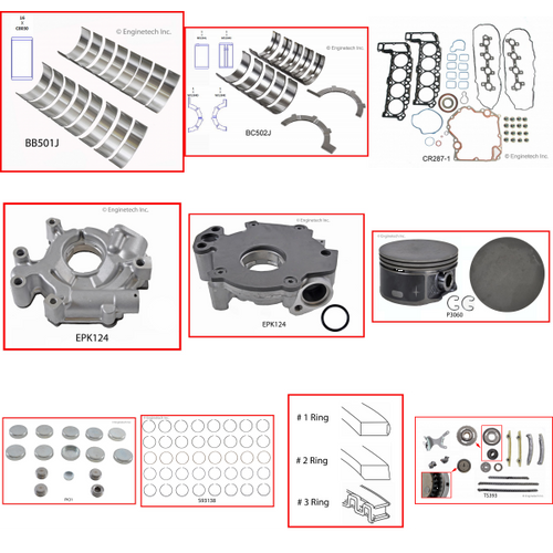 Enginetech RCCR287P Engine Rebuild Kit for 1999-2003 Jeep 4.7L V8 .030" Over Bore (3.690")