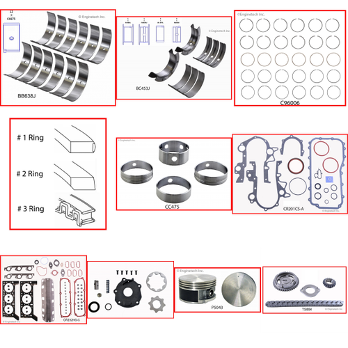Enginetech RCCR3.8EP Engine Rebuild Kit for 2006-2007 Chrysler 3.8L V6 .040" Over Bore (3.820")