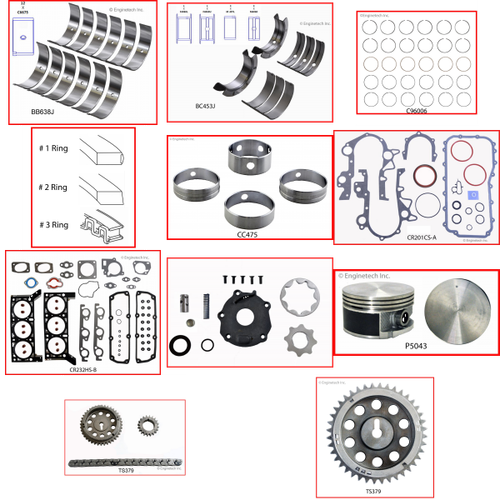 Enginetech RCCR3.8AP Engine Rebuild Kit for 2001-2003 Chrysler 3.8L V6 Standard Bore (3.780")