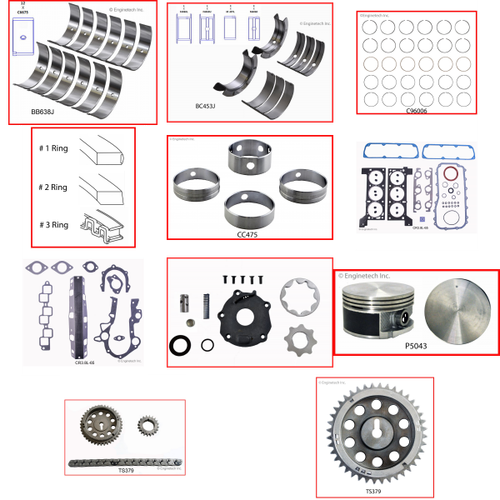Enginetech RCCR3.8CP Engine Rebuild Kit for 1998-1999 Chrysler 3.8L V6 Standard Bore (3.780")