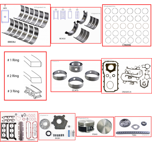 Enginetech RCCR3.8FP Engine Rebuild Kit for 2008-2010 Chrysler 3.8L V6 .020" Over Bore (3.800")