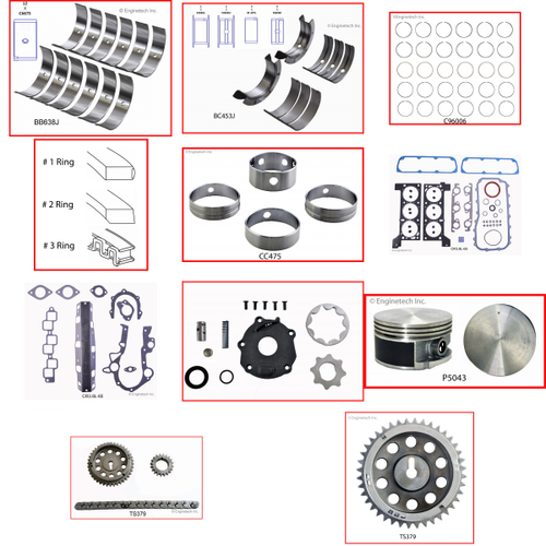 Enginetech RCCR3.8CP Engine Rebuild Kit for 1998-1999 Chrysler 3.8L V6 .020" Over Bore (3.800")