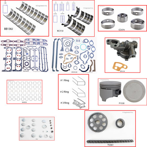 Enginetech RCCR360KP Engine Rebuild Kit for 1980-1980 Dodge 5.9L V8 .020" Over Bore (4.020")