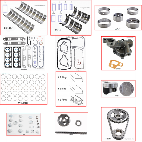 Enginetech RCCR360EP Engine Rebuild Kit for 1993-2001 Dodge 5.9L V8 Standard Bore (4.000")