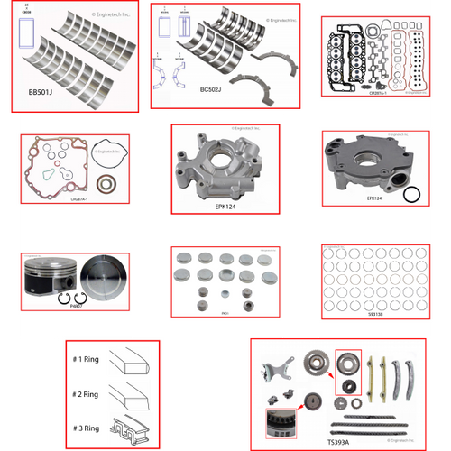 Enginetech RCCR287GP Engine Rebuild Kit for 2004-2007 Dodge 4.7L V8 Standard Bore (3.660")