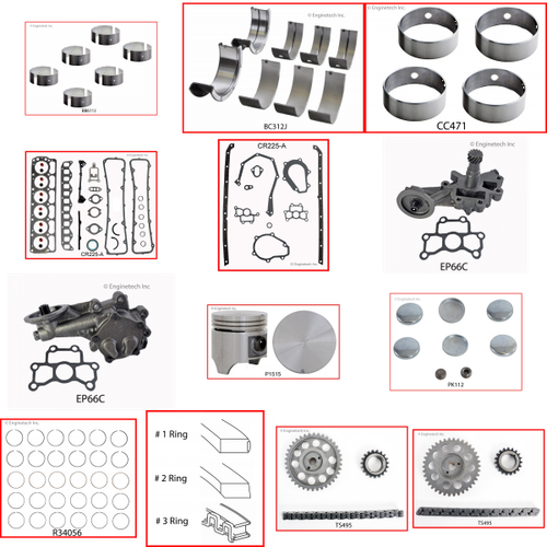 Enginetech RCCR225 Engine Rebuild Kit for 1960-1976 Dodge 3.7L V6 .020" Over Bore (3.420")