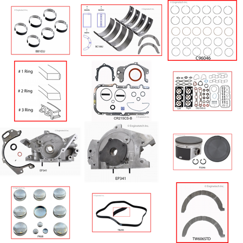 Enginetech RCCR215CP Engine Rebuild Kit for 2003-2004 Chrysler 3.5L V6 Standard Bore (3.780")