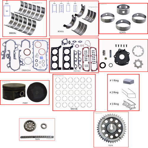 Enginetech RCCR201BP Engine Rebuild Kit for 2001-2003 Chrysler 3.3L V6 .020" Over Bore (3.680")