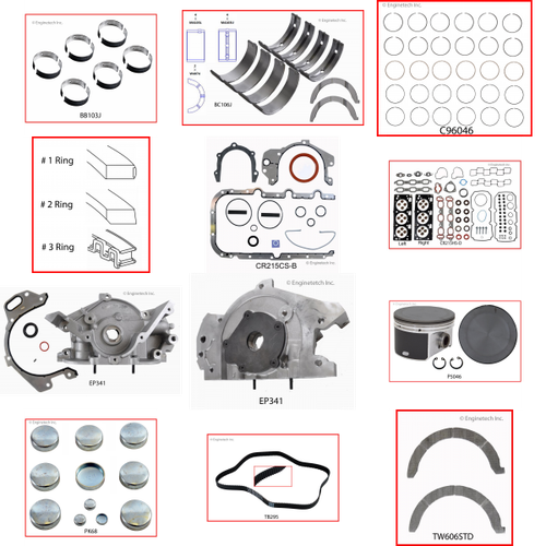 Enginetech RCCR215CP Engine Rebuild Kit for 2003-2004 Chrysler 3.5L V6 .020" Over Bore (3.800")