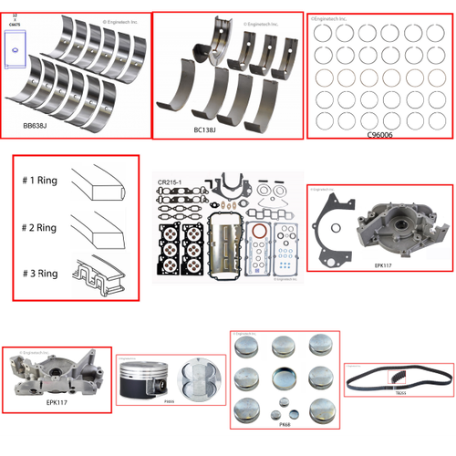 Enginetech RCCR215AP Engine Rebuild Kit for 1995-1997 Chrysler 3.5L V6 .030" Over Bore (3.810")