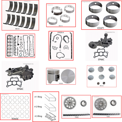 Enginetech RCCR225A Engine Rebuild Kit for 1976-1978 Dodge 3.7L V6 Standard Bore (3.400")