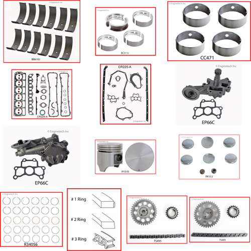 Enginetech RCCR225A Engine Rebuild Kit for 1976-1978 Dodge 3.7L V6 .020" Over Bore (3.420")