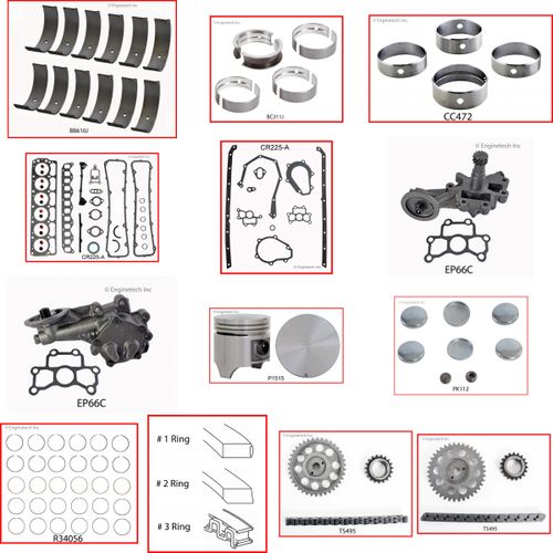 Enginetech RCCR225B Engine Rebuild Kit for 1979-1981 Dodge 3.7L V6 .040" Over Bore (3.440")