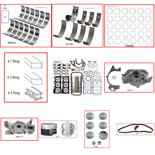 Enginetech RCCR215P Engine Rebuild Kit for 1993-1994 Chrysler 3.5L V6 .020" Over Bore (3.800")