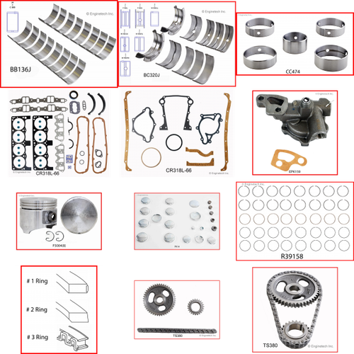 Enginetech RCCR318E Engine Rebuild Kit for 1990-1991 Dodge 5.2L V8 .060" Over Bore (3.970")