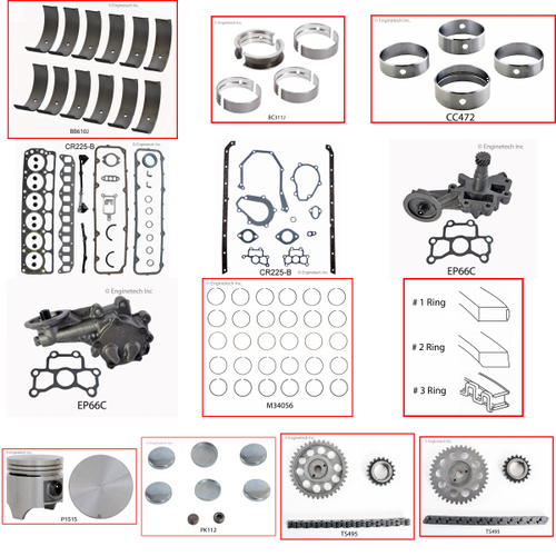 Enginetech RCCR225CP Engine Rebuild Kit for 1982-1987 Dodge 3.7L V6 .060" Over Bore (3.460")
